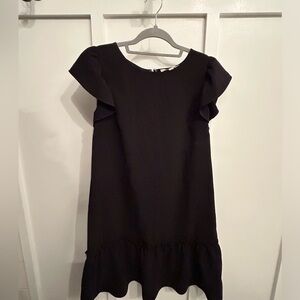ANN TAYLOR LOFT Ruffle Flounce Dress Black Short Flutter Sleeve Size Medium